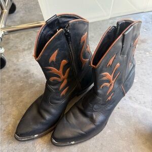 Black and Orange Ankle Boots